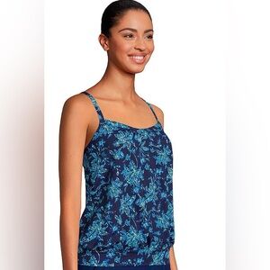 NWT Lands' End Tankini Top Bathing Suit Padded Shelf
Bra Navy Blue Floral size 6